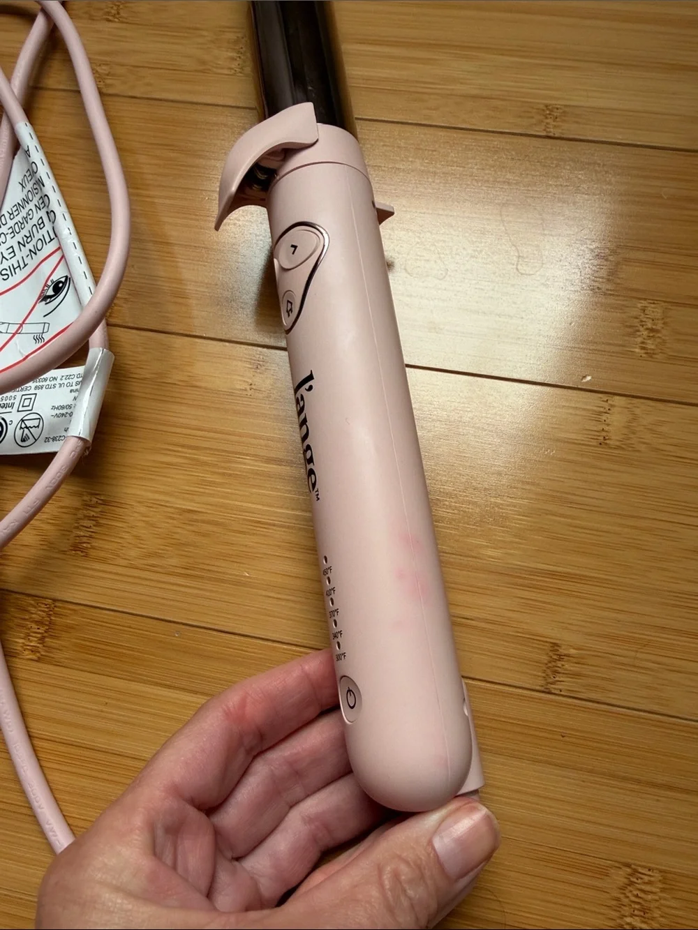 L’ange Hair Le Pirouette Titanium Rotating Curling Iron. Blush. Euc.